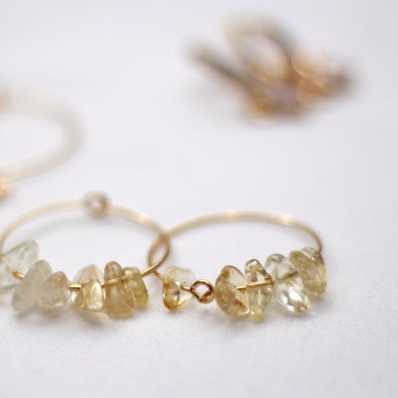 Yellow Glass 18k Gold Plated Hoops - Picture 3 of 4